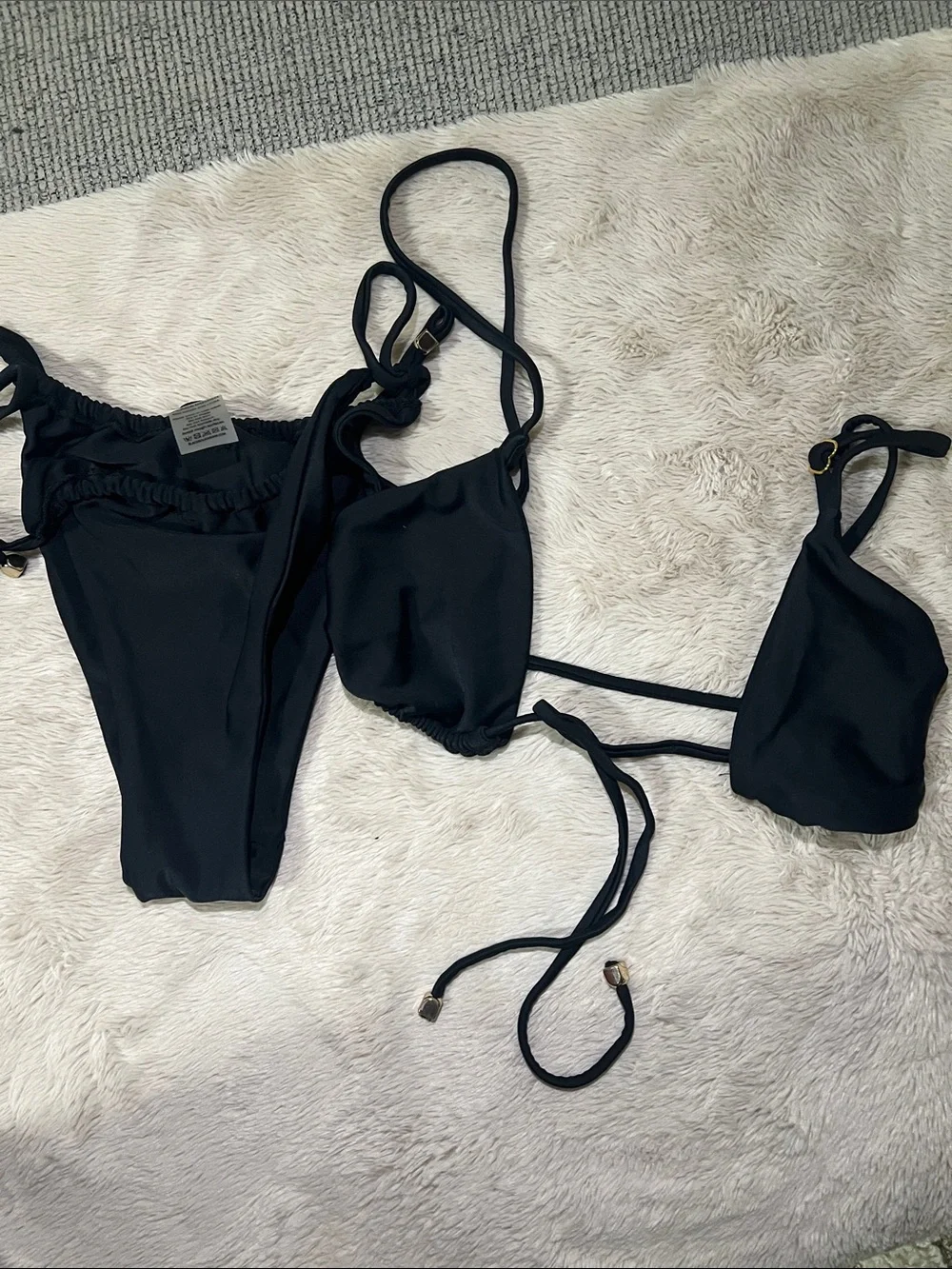 Blackbough Black Tie-Side Triangle Bikini Set